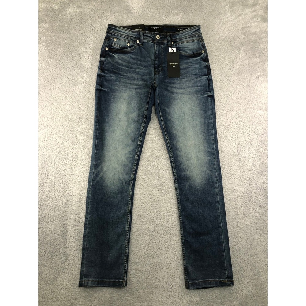 Kenneth Cole Jeans Men 32x32 Blue NWT Slim Fit Stretch Denim Low Rise